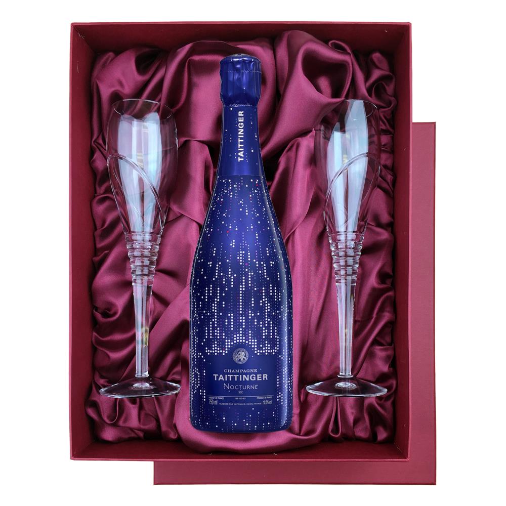 Taittinger Nocturne City Lights Edition in Red Luxury Presentation Set With Flutes